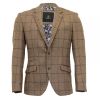 Cavani Mens New Designer Sergio Tweed Regular Fit Blazer Brown Check
