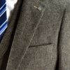 Cavani Martez 3 Piece Suits Herringbone Regular Fit Blazer Brown