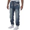 Eto Mens Cuffed Denim Jeans Distressed Blue Denim