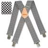 Brimarc Mens Heavy Duty Black & White Checkered Braces Trouser Belt Suspender 2" 50mm Wide 