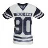 MT Jones American Football Brooklyn V Neck T Shirt Tee Top Grey