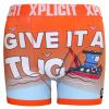 Xplicit Men's Funny Rude Tugger Geek Cartoon Novelty Boxer Shorts Trunks Red Orange