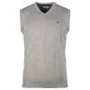 Farah Mens Stern Tank Top Vest Knitted V Neck Jumper Grey Marl