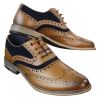 Cavani Ethan Real Leather Tan Navy Gatesby Brogues Casual Designer Retro Shoes