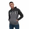 Mens Hoodie Crosshatch Popof Black Camo Panel Sweatshirt Jumper Top Pullover 