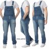 Enzo Mens Denim Dungarees Work Vintage Overalls Bib and Brace Black Blue Size 30 - 50