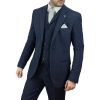 Cavani Martez 3 Piece Suits Herringbone Regular Fit Blazer Blue