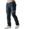 Mens Crosshatch New CARGO Combat Dark Washed Straight Leg Jeans
