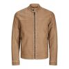 Jack & Jones Warner Casual Biker Washed PU Jacket Tan