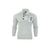 Lucksons Cotton Ribbed Funnel Neck Knit Jumper Quilted Trim Lt Grey