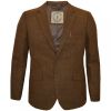 Cavani Designer Argyle Large Size Herringbone Tweed Check Blazer Brown