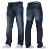 Crosshatch Mens Techno Embossed Straight Leg Jeans Dark Used Look