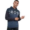 Mens Hoodie Crosshatch Popof Navy Camo Panel Sweatshirt Jumper Top Pullover 