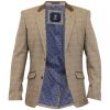 Cavani Mens New Baron Tweed Regular Fit Blazer Tan Check