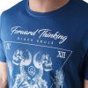 Crosshatch Mens Bones Designer Casual Skull T Shirt Estate Blue