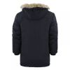Mens Crosshatch New Killborn Faux Fur Hooded Padded Winter Coat Black