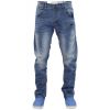 Crosshatch Mens Kractus Designer Twisted Leg Regular Fit Tapered Jeans Midwash