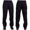 Mens Carabou New Elasticated Waist Work Casual Plain Rugby Trousers Navy