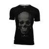 Crosshatch Mens Carebrum Designer Casual Skull T Shirt Black 