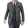 Cavani Mens Check 3 Piece Vintage Retro Herringbone Tweed Grey Tailored Fit