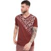 New Crosshatch Mens Bordan Branded Designer Casual V Neck T Shirt Deep Red