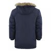 Mens Crosshatch New Killborn Faux Fur Hooded Padded Winter Coat Navy