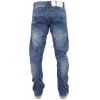 Crosshatch Mens Kractus Designer Twisted Leg Regular Fit Tapered Jeans Midwash