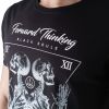 Crosshatch Mens Bones Designer Casual Skull T Shirt Black