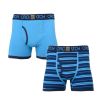 Crosshatch 2 Pack Deckster Branded Designer Boxer Trunks Underwear Blue