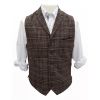 Cavani Walter Mens Check Herringbone Tweed Regular Fit Waistcoat Brown