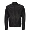 Jack and Jones Mens Designer Casual Tano Biker Jacket Black