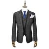Cavani Draco 3 Piece Suits Check Tweed Regular Fit Blazer Grey Check