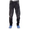 Crosshatch Mens Kractus Designer Twisted Leg Regular Fit Tapered Jeans Blackwash