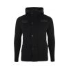 Shavlax Nylon 2 Layers Knitted Button Zip Up Hooded Black