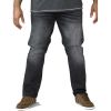 D555 Mens Benson New Stretch Tapered Fit Grey Jeans Big Kingsize Zip Fly