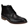 Voeut Mens Sava Brogue Ankle Leather Look Boots Black