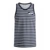 Jack & Jons Mens Designer Striped Branded Craig Tank Vest Maritime Blue
