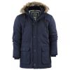 Mens Crosshatch New Killborn Faux Fur Hooded Padded Winter Coat Navy