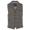 Cavani Walter Mens Check Herringbone Tweed Regular Fit Waistcoat Brown