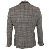 Cavani Walter Mens Check Herringbone Tweed Regular Fit Blazer Brown