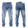 Crosshatch Mens Kractus Designer Twisted Leg Regular Fit Tapered Jeans Midwash