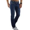 Jack & Jones Mens Clark Original Straight Leg Fit Jeans Mid Stone Used Look
