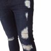 New ENZO Mens Designer Stretch Super Skinny Ripped Denim Jeans Dark Stonewash
