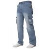 Mens Enzo New CARGO Combat Light Washed Straight Leg Jeans