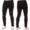 New ENZO Mens Designer Stretch Super Skinny Ripped Denim Jeans Black