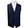 Crespo Mens Roberto Mens Check Waistcoat Navy 