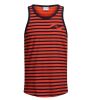 Jack & Jons Mens Designer Striped Branded Craig Tank Vest Cherry Tomato