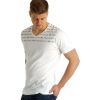 Crosshatch Casual Graphic V Neck T Shirt Coolridge White